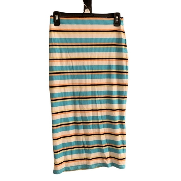 AFRM Nordstrom Multi Color Stripe Ribbed Midi Skirt XS NWT - Picture 1 of 6